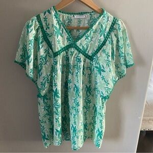 Staccato Teal and White Floral Blouse